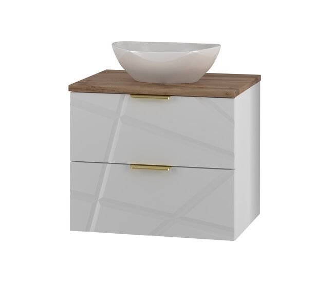 Mueble lavabo individual 60cm aurora blanco y madera
