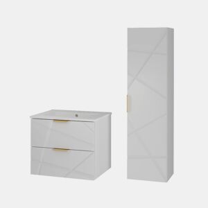 Conjunto móvel lavatório simples embutido 60cm coluna Aurora Branco