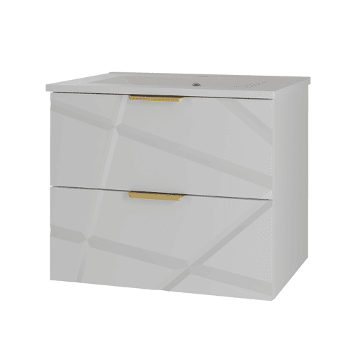 Conjunto móvel lavatório simples embutido 60cm coluna Aurora Branco