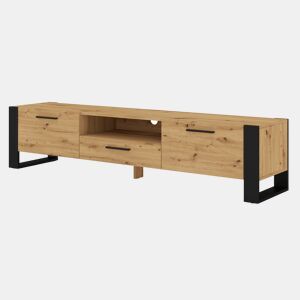 Nouka Suporte de TV de 3 portas em madeira e preto, 200 cm