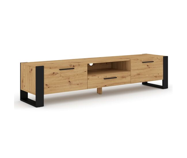 Mueble TV 3 puertas 200 cm Nouka Madera y Negro