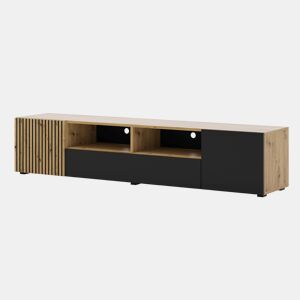Suporte para TV de 3 portas Nera em madeira e preto 200 cm