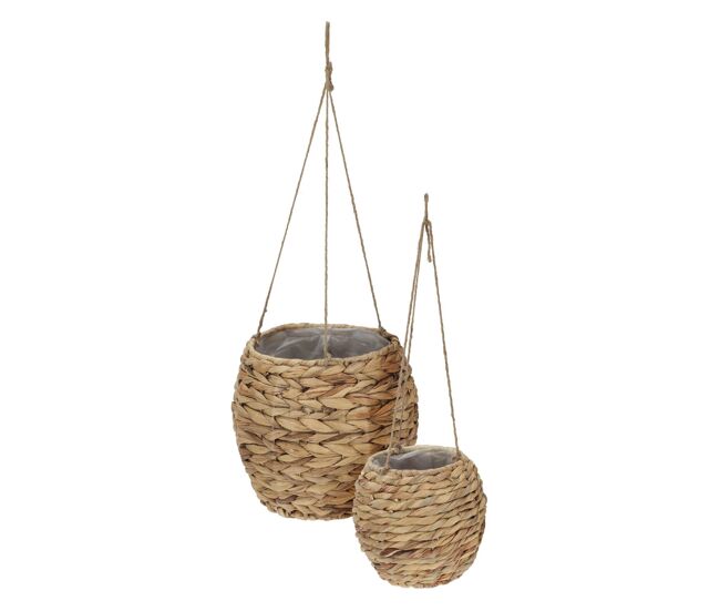 Well home - juego de 2 cestas maceteros de fibra natural ø17ø24cm