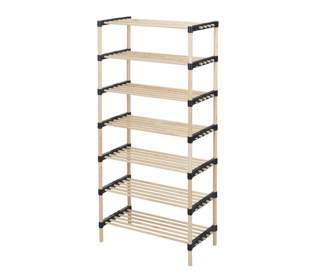 Well home - zapatero de 7 estantes en madera y metal h.110cm