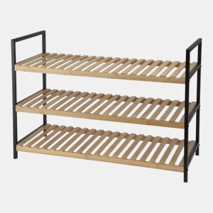 WELL HOME - Sapateira em bambu com 3 prateleiras em metal e bambu 70x30x48,5cm