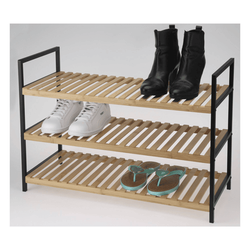 WELL HOME - Sapateira em bambu com 3 prateleiras em metal e bambu 70x30x48,5cm