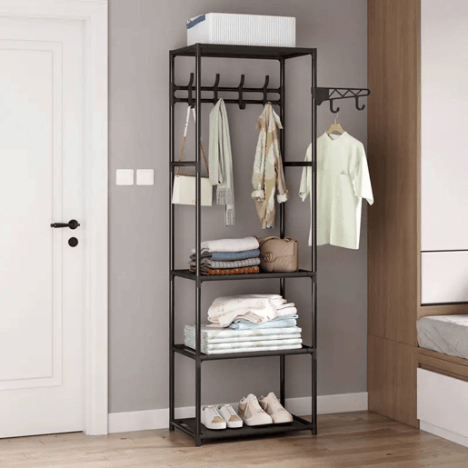 WELL HOME - Cabide com prateleiras preto Alt.170cm