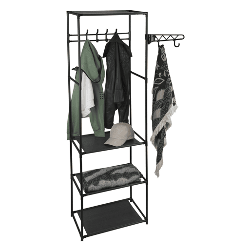 WELL HOME - Cabide com prateleiras preto Alt.170cm