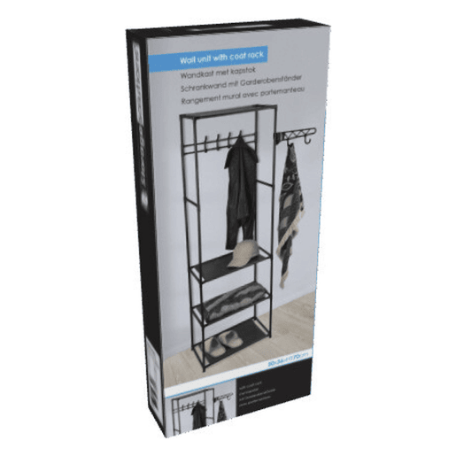 WELL HOME - Cabide com prateleiras preto Alt.170cm