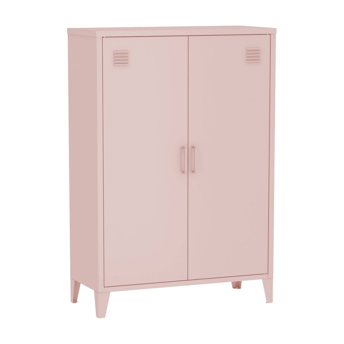 comodaarmario industrial de metal con 2 puertas rosa - 75x33x110 cm