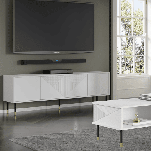 Suporte de TV Aglaé Branco com 4 portas e 180 cm