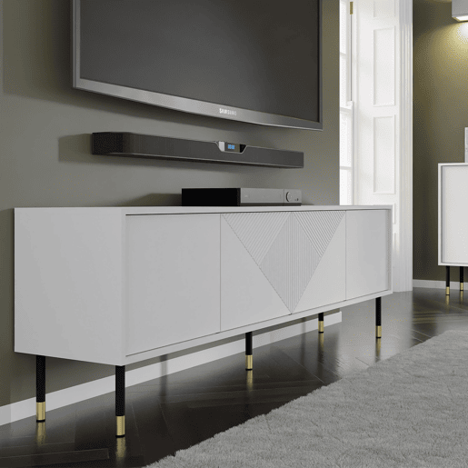 Suporte de TV Aglaé Branco com 4 portas e 180 cm
