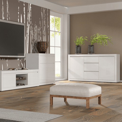 Aparador de 2 portas e 3 gavetas Olia Branco Aparador de 2 portas e 3 gavetas Olia Branco