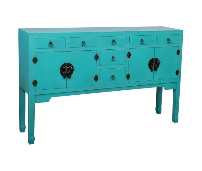 Aparador de madera de 7 cajones y 2 puertas 128x26x78h cm