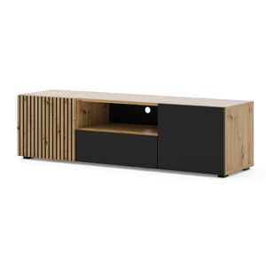 Suporte de TV de 3 portas 150 cm em madeira Nera e preto