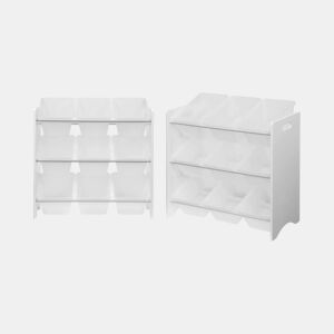 Arrumação de brinquedos, 18 compartimentos, set de 2, Tobias, Branco, 64x29.5x60 cm