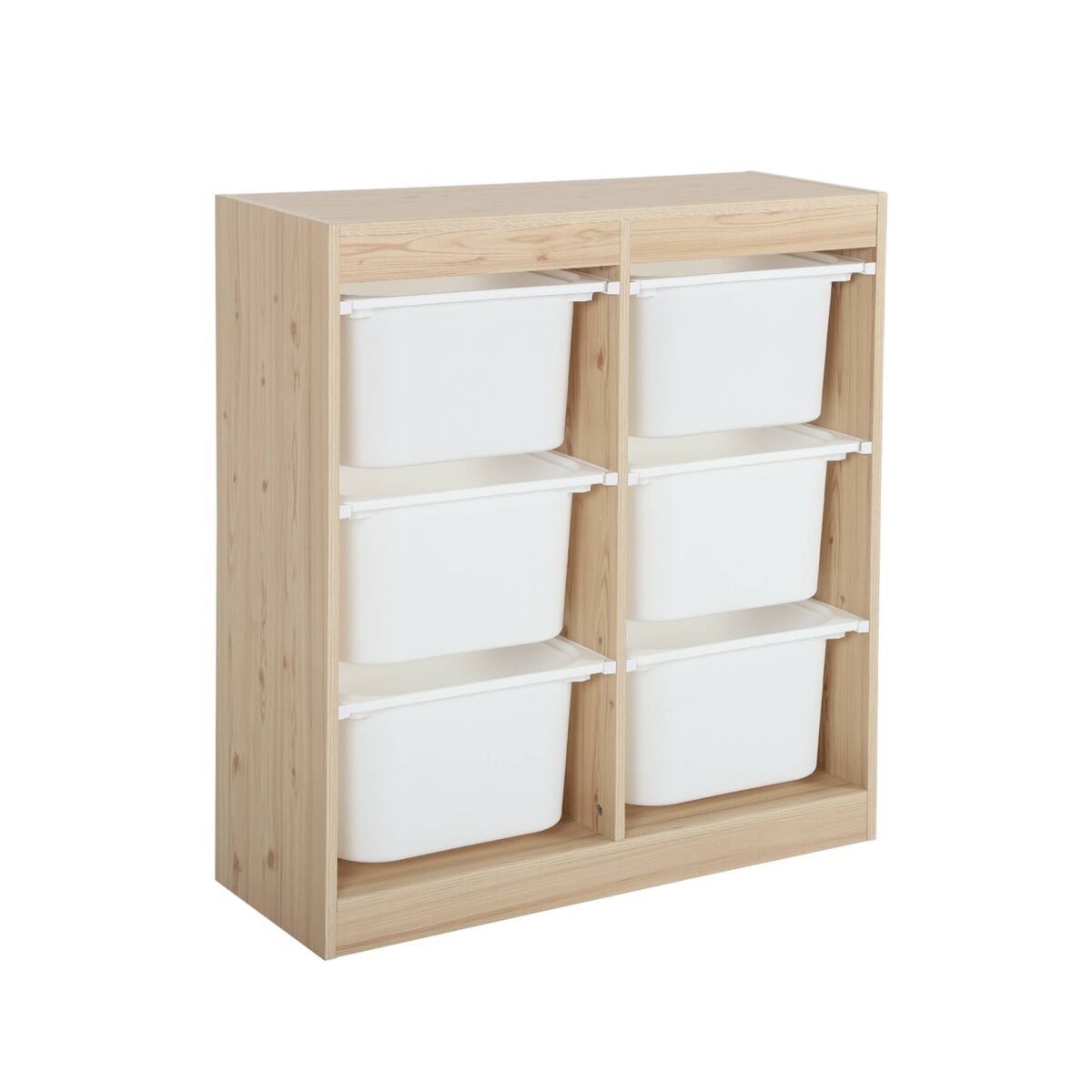 Mueble para niños con 6 cubos de almacenaje, sora, natural, 81.5x30x89 cm