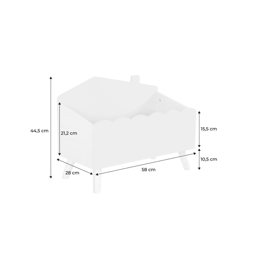 Caixa de arrumação para crianças, Azur, Branco, 58x28x44.5 cm