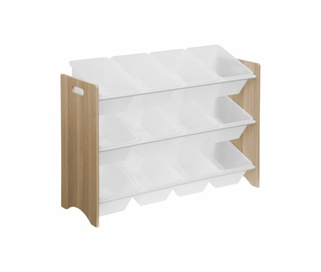 Almacenamiento infantil para juguetes, 12 compartimentos natural - 84x29.5x60 cm
