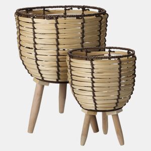 WELL HOME - Conjunto de 2 cestos de madeira com pernas Ø21Ø27cm