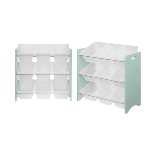 Arrumação de brinquedos, 18 compartimentos, set de 2, Tobias, Verde celadon, 64x29.5x60 cm