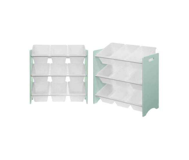Armario infantil para juguetes, set de 2, tobias, verde celadón, 64x29.5x60 cm