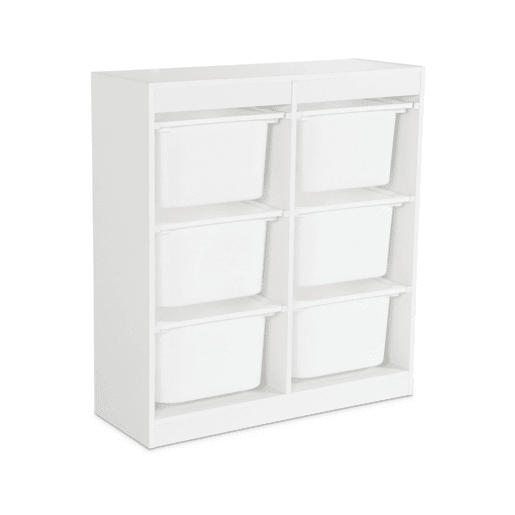 Arrumação para crianças com 6 caixas de arrumação, Sora, Branco, 81.5x30x89 cm