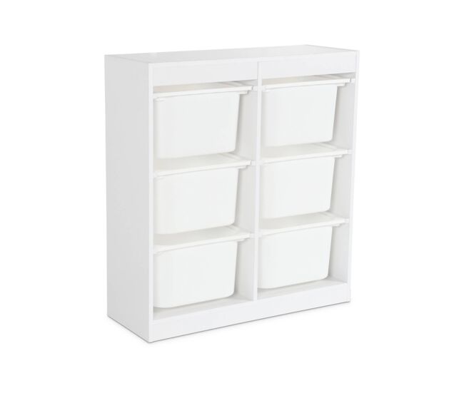 Mueble para niños con 6 cubos de almacenaje, sora, blanco, 81.5x30x89 cm
