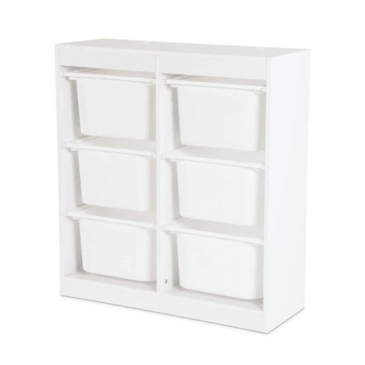 Arrumação para crianças com 6 caixas de arrumação, Sora, Branco, 81.5x30x89 cm