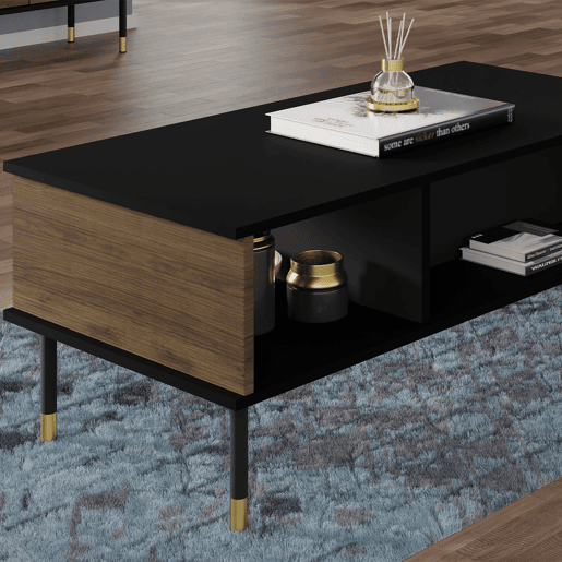 Mesa de centro Rani de 110 cm em madeira e preto