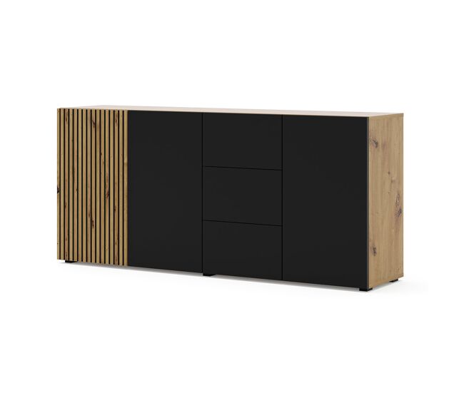 Bufé 3 puertas 3 cajones nera madera y negro