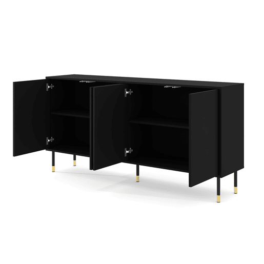 Aparador de 4 portas preto Aglaé