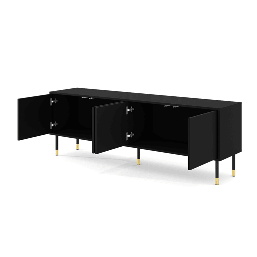 Suporte de TV Aglaé Preto com 4 portas e 180 cm