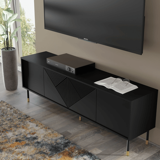 Suporte de TV Aglaé Preto com 4 portas e 180 cm