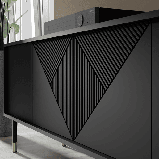 Suporte de TV Aglaé Preto com 4 portas e 180 cm