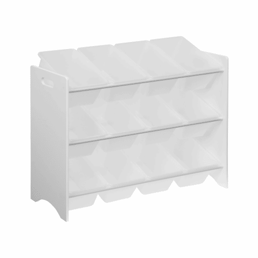 Arrumação para crianças para brinquedos, 12 compartimentos, Tobias, Branco, 84x29.5x60 cm