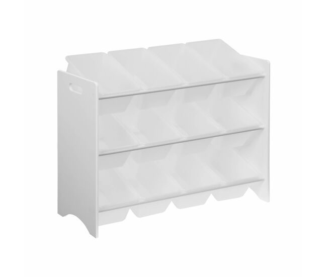 Almacenamiento infantil para juguetes, 12 compartimentos blanco - 84x29.5x60 cm
