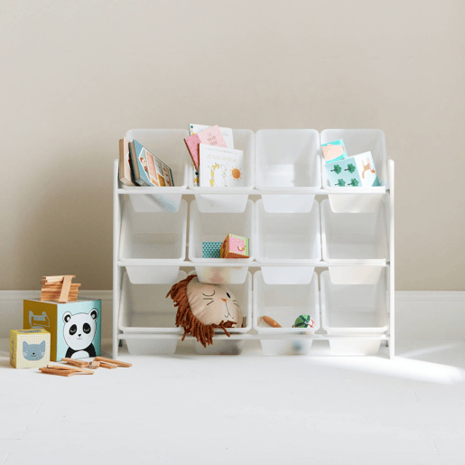 Arrumação para crianças para brinquedos, 12 compartimentos, Tobias, Branco, 84x29.5x60 cm