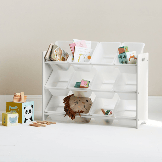 Arrumação para crianças para brinquedos, 12 compartimentos, Tobias, Branco, 84x29.5x60 cm
