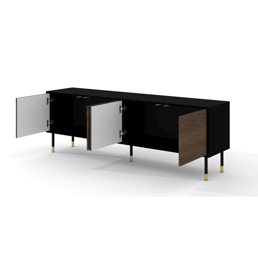 Suporte de TV de 4 portas Rani de 180 cm em madeira e preto