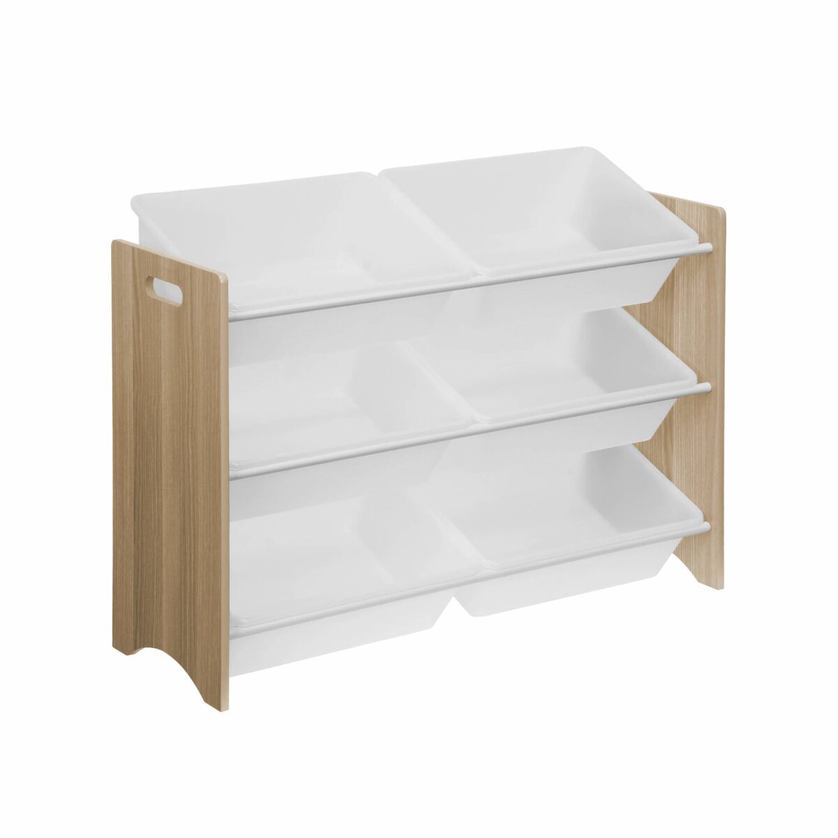 Almacenamiento infantil para juguetes, 6 compartimentos natural - 84x29.5x60 cm