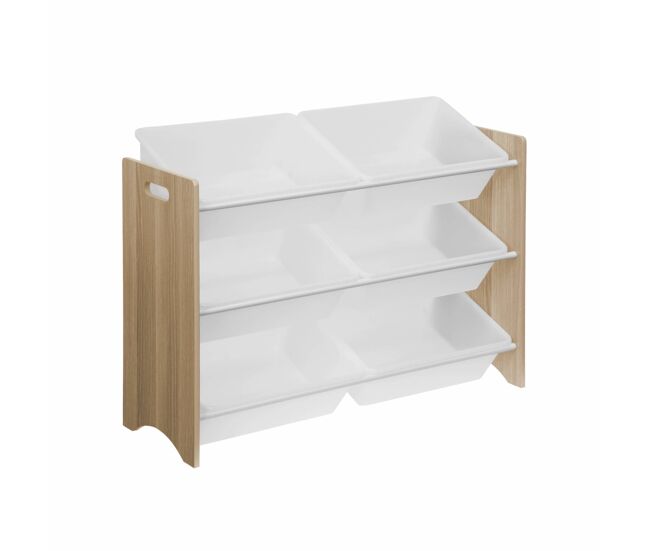 Almacenamiento infantil para juguetes, 6 compartimentos natural - 84x29.5x60 cm