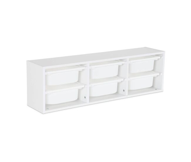 Mueble de almacenamiento infantil horizontal, 6 cajas, sora, blanco, 97.5x21x29.4 cm