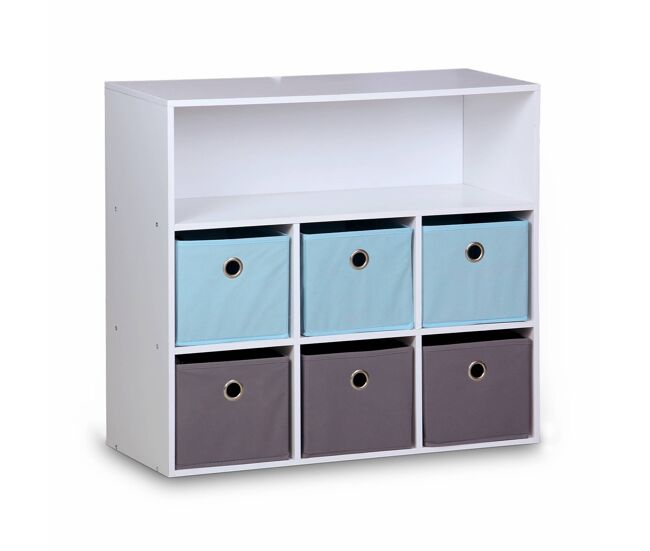 Mueble infantil con 6 cestas, camille, azul, 76.2x29.5x70 cm