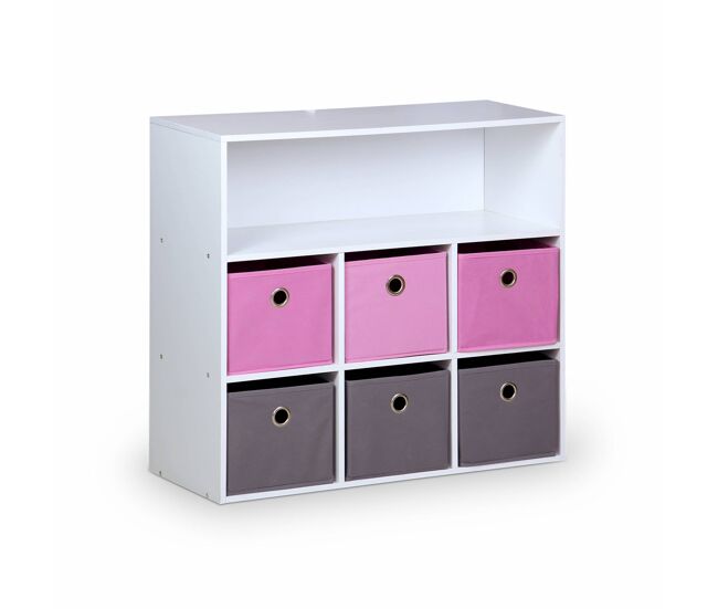 Mueble infantil con 6 cestas, camille, rosa, 76.2x29.5x70 cm