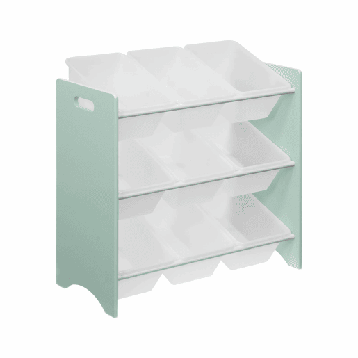 Arrumação para crianças com 9 compartimentos, Tobias, Verde celadon, 64x29.5x60 cm