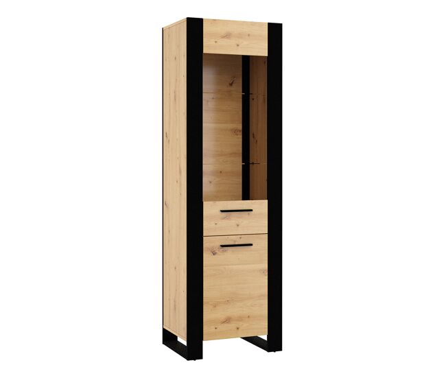 Vitrina 1 puerta nouka madera y negro