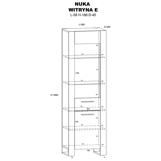 Vitrina de 1 porta Nouka em madeira e preto