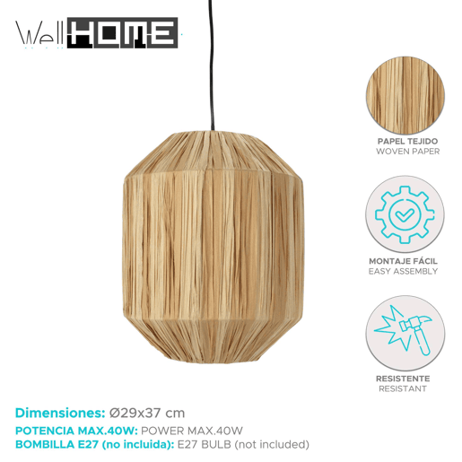 WELL HOME - Candeeiro suspenso de papel tecido Ø29x37cm