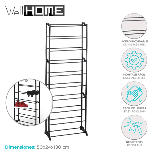 WELL HOME - Soluções de armazenamento de sapateira com 10 prateleiras Alt.130cm